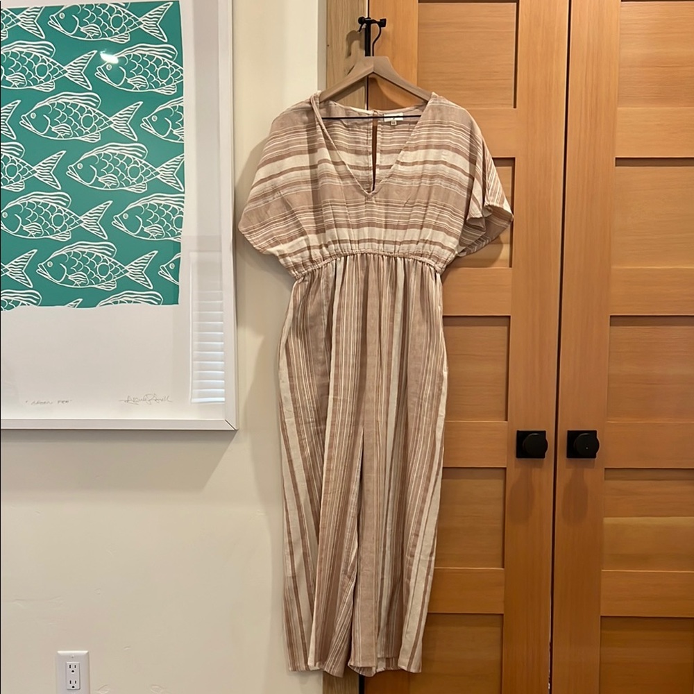 Cost Plus World Market Tan Jumpsuit Casual Dolman Sleeve